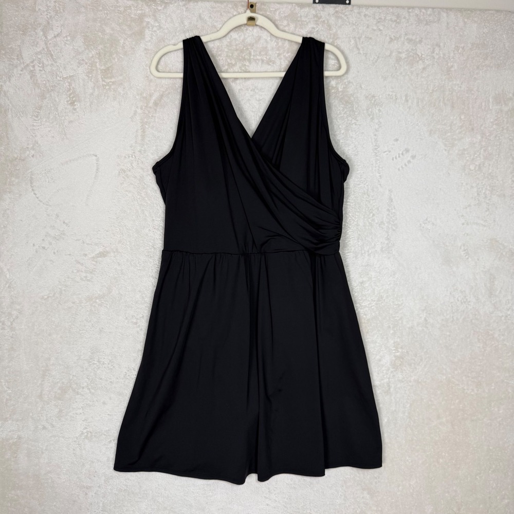Lands End Chlorine Resistant Tummy Control Surplice Wrap Swim Dress Plus Size 24